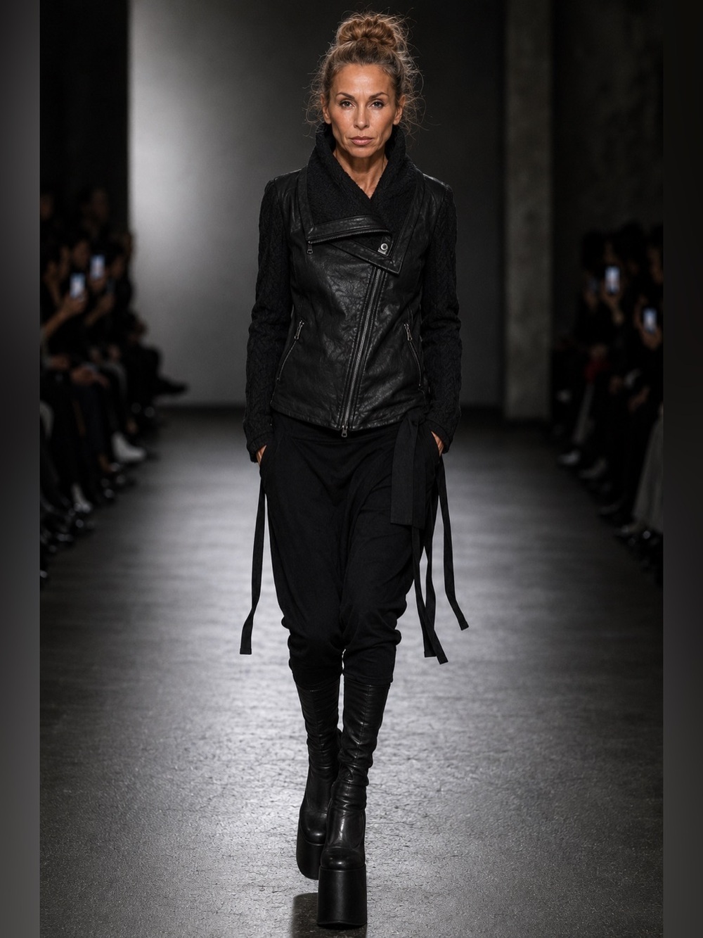 Doma black leather jacket size medium asymmetrical funnel neck